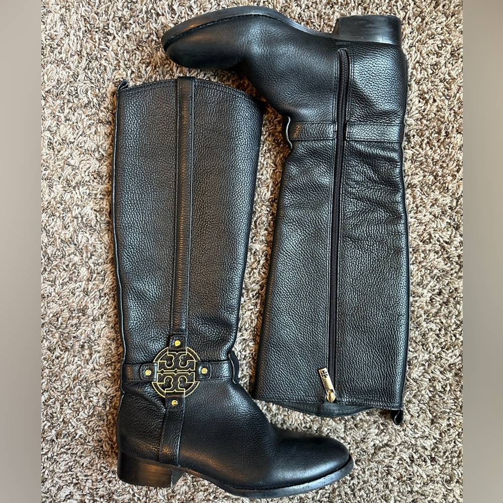 Tory Burch Black Leather Boots.